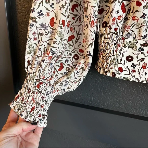 Frame silk Floral Print Smocked Top small - Picture 7 of 7